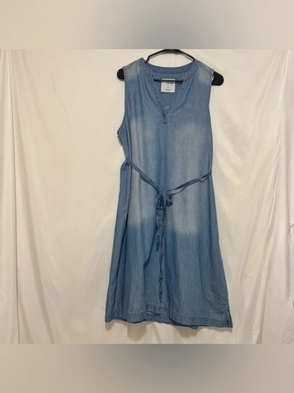 Sonoma Light Wash Sleeveless Denim Tie-Waist Dress Size L